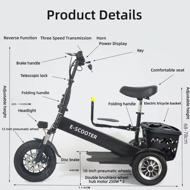 【2026】3 Wheel 2 Seats Folding  - Electric Scooter Adults recension och pris